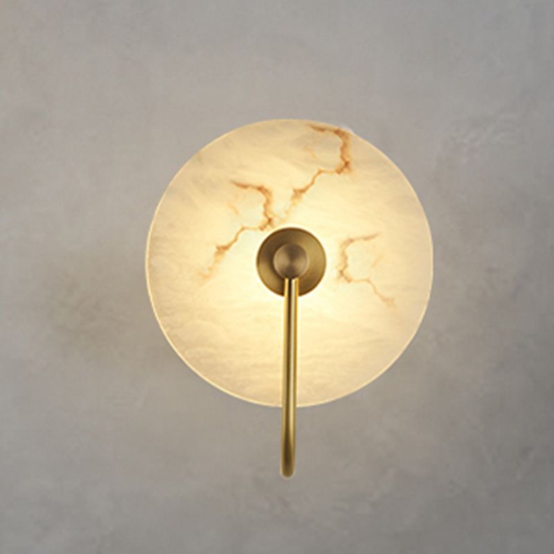 Nordic Style Wall Light Round White LED Wall Sconce with Mica for Living Room