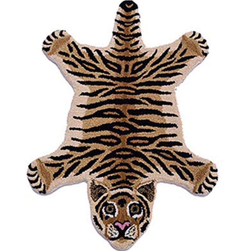 Casual Bedroom Rug Multi Color Animal Skin Pattern Carpet Lamb Wool Non-Slip Backing Easy Care Rug