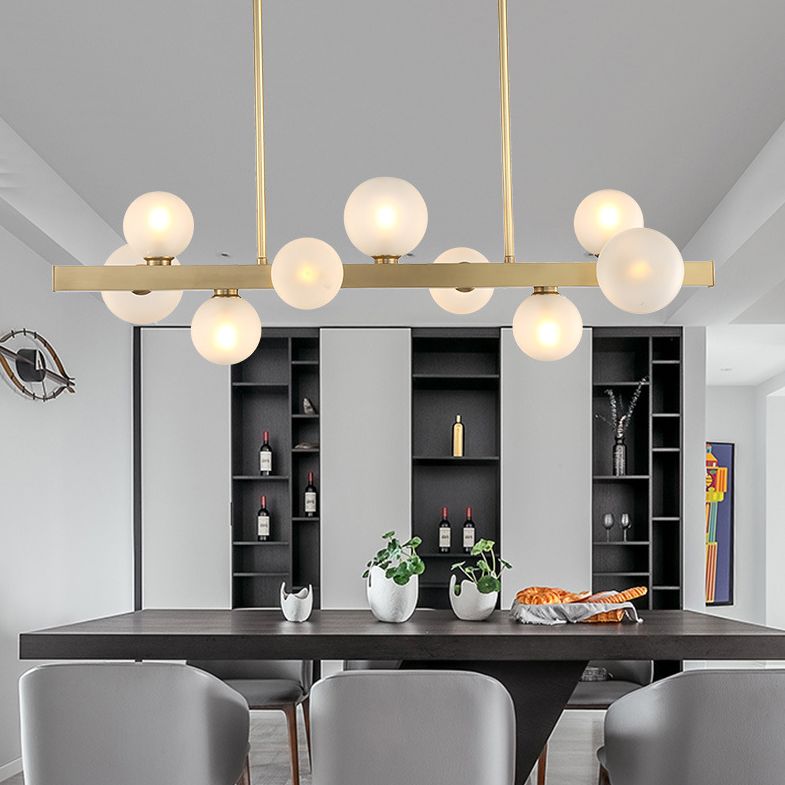 Light de plafond sphérique d'île sphérique d'île Gold linéaire moderne pour table