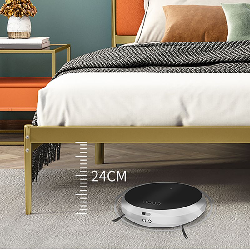 Glam Panel Headboard Standard Bed with Metal Legs and Iron Frame, Mattress Not Included