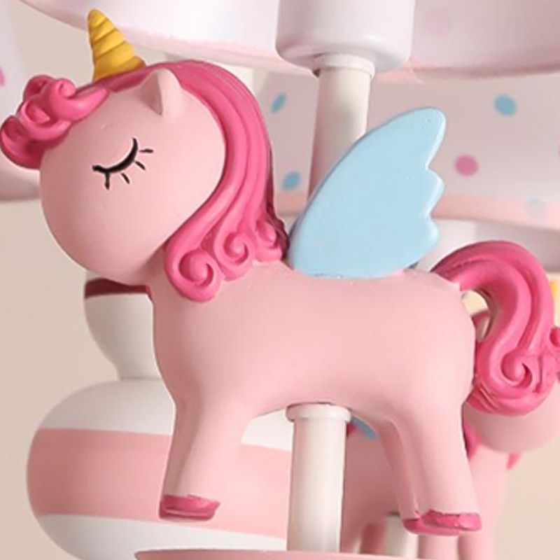 Cartoon Unicorn Ceiling Hung Fixture Metal Children's Room Down Lighting Pendant