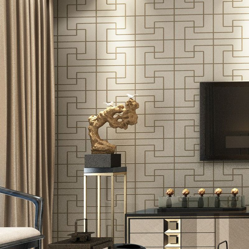 Contemporary Symmetry Wallpaper Roll Light-Color Geometry Wall Art for Living Room
