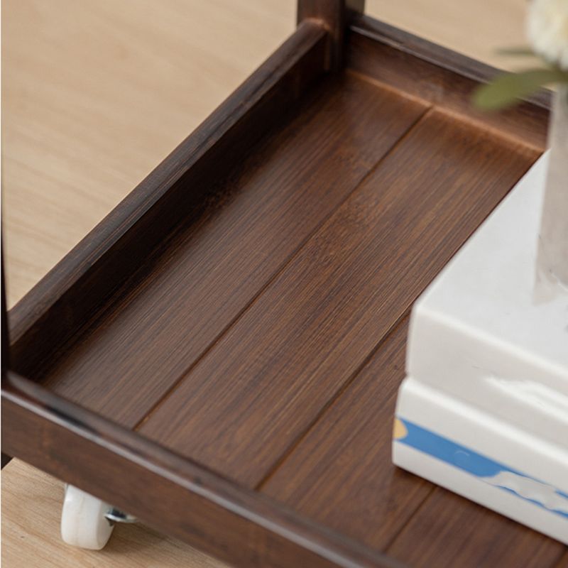 Contemporary Solid Wood with Shelf Rectangular Double Tier Side Table
