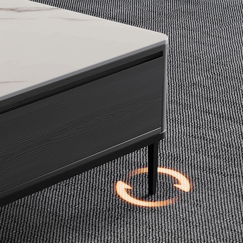 16"H Contemporary Coffee Table Slate 4 Legs Single Coffee Cocktail Table