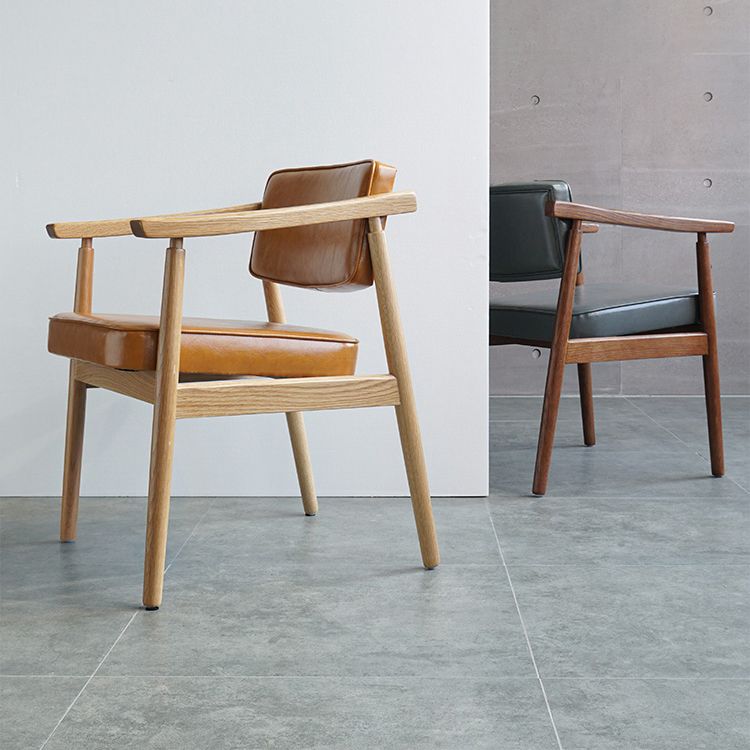 Scandinavian Style Wood Dining Chairs Home Open Back Dining Side Chair with Arm