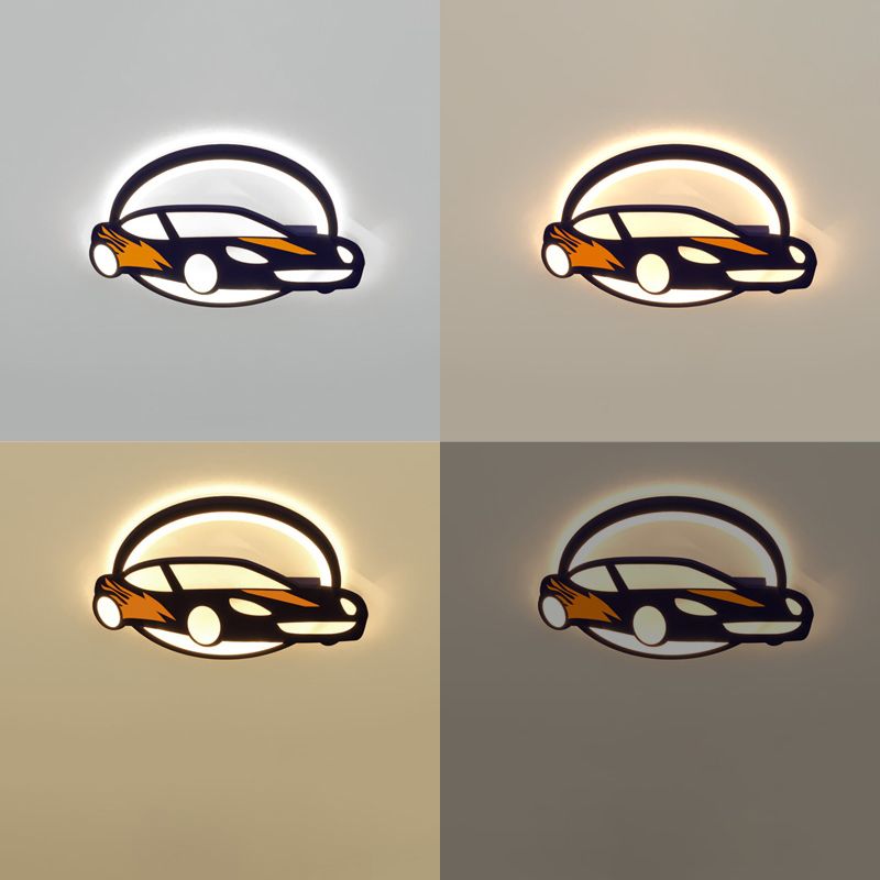 Sport Car Ceiling Light Creative Cartoon Acrylic Boys Bedroom Flush Mount Lighting in Blue