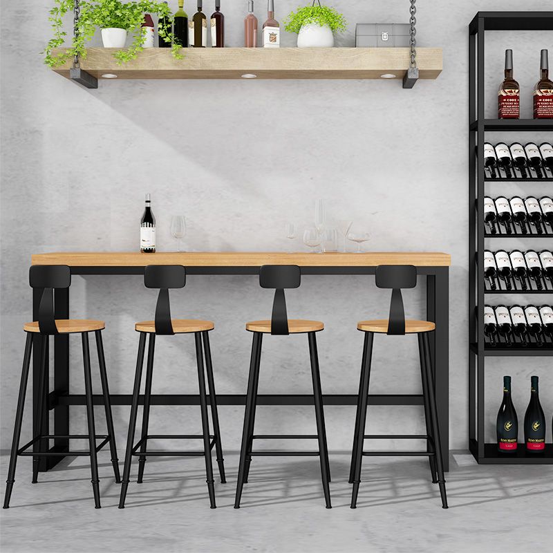 Industrial Rectangular Bar Table Set 1/5 Pieces Wooden Counter Table with High Stools