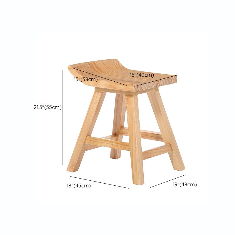 Indoor Modern Footrest Bar Stool Solid Wood Bar & Counter Stool in Natural