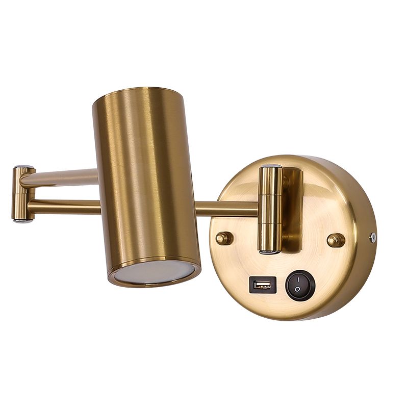 Metal Swing Arm Wall Lighting Modern Style 1-Light Sconce Lamp with Aluminum Shade