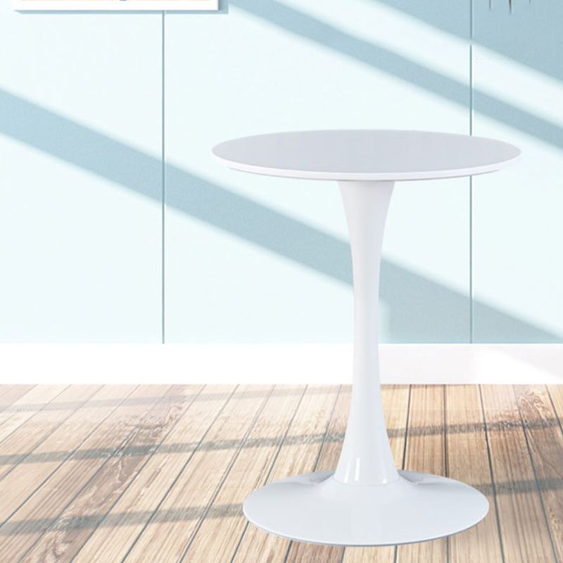 Modern Wood Table for Restaurant Round Table with Metal Pedestal