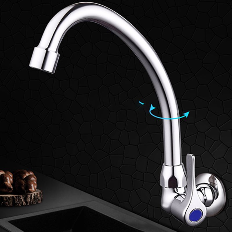 Contemporary Single Handle Kitchen Faucet Wall Mounted 1 Hold Bar Faucet