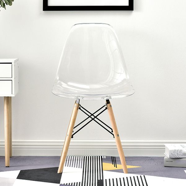 Modern Style Plastic Dining Armless Chair Solid Back Dining SIde Chairs for Home Use