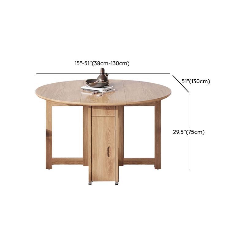 Simplicity Style Round Solid Wood Dining Site Table with Drop-Leaf