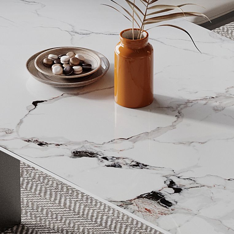 Modern Style Dining Table Sintered Stone Double Pedestal Table for Home