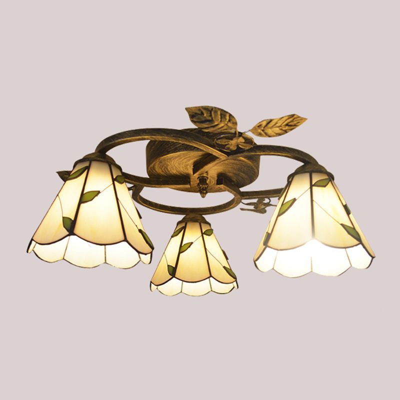 3-Light Ceiling Lamp Tiffany Style Glass Ceiling Lighting for Living Room