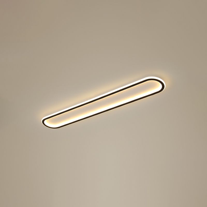Lámpara de techo Led oblonga acrílica, montaje empotrado, minimalismo, acabado negro, montaje empotrado para pasillo