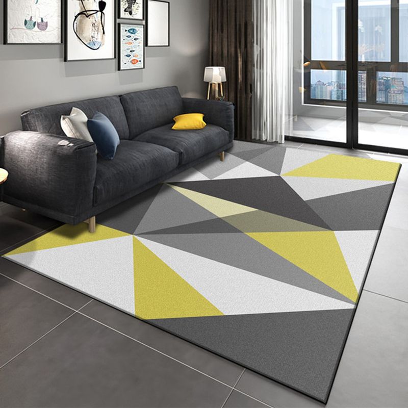 Creative Simplicity Area Rug Modern Geometric Printed Area Carpet Polyester Anti-Slip Backing Carpet for Home Decoration
