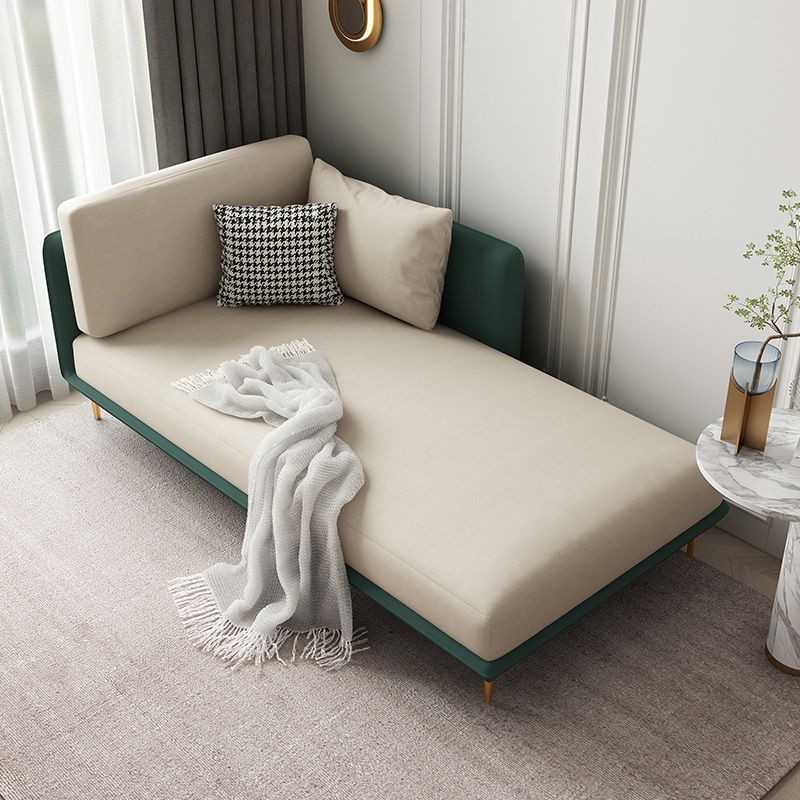 Nordic Style Faux Leather Chaise Square Arms Chaise in Solid Color