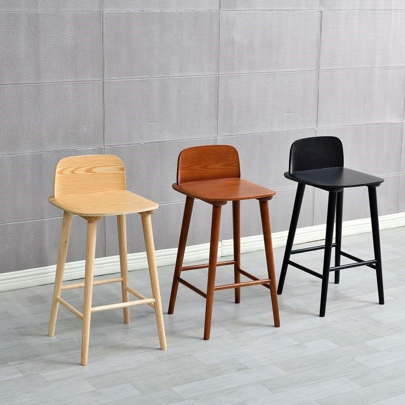 Ash Solid Wood Bar Stool Counter Height Indoor Industrial Armless Stool