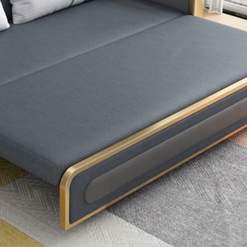 Pillow Back Square Arms Sleeper Sofa Faux Leather Futon Sleeper Sofa Bed with Storage