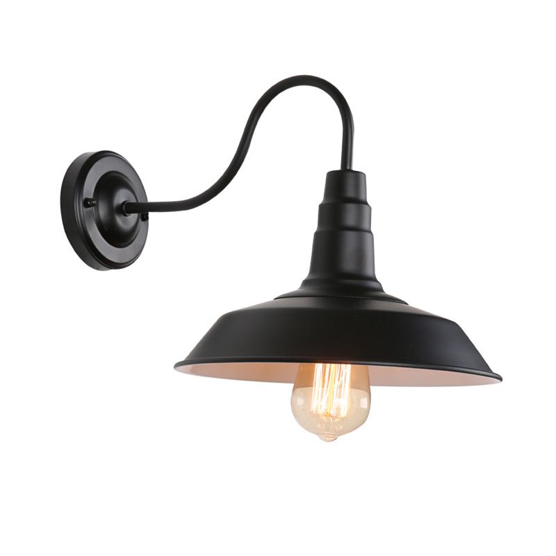 Cone Sconce Lamp Industrial Antique Metal 1-Light Wall Sconce Lighting in Black