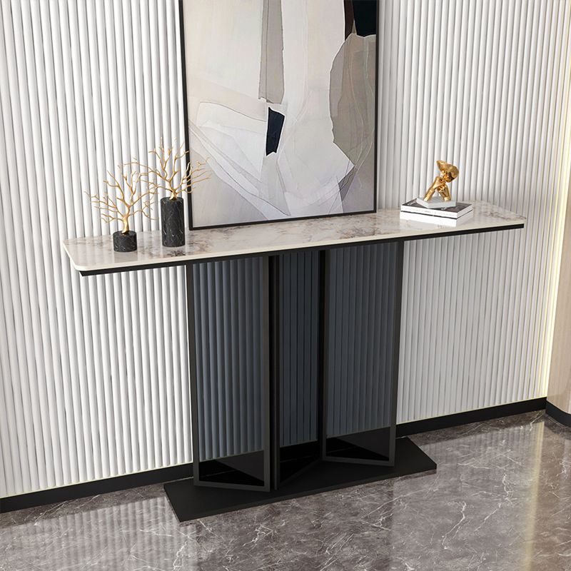 Modern Scratch Resistant Rectangle Table 11.81" W x 31.49" H Stone Table