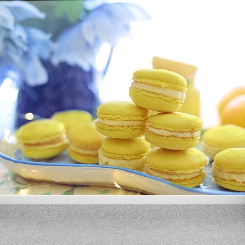 Macaron Dessert Wall Mural Decal for Dessert Shop Stain-Resistant, Custom-Made