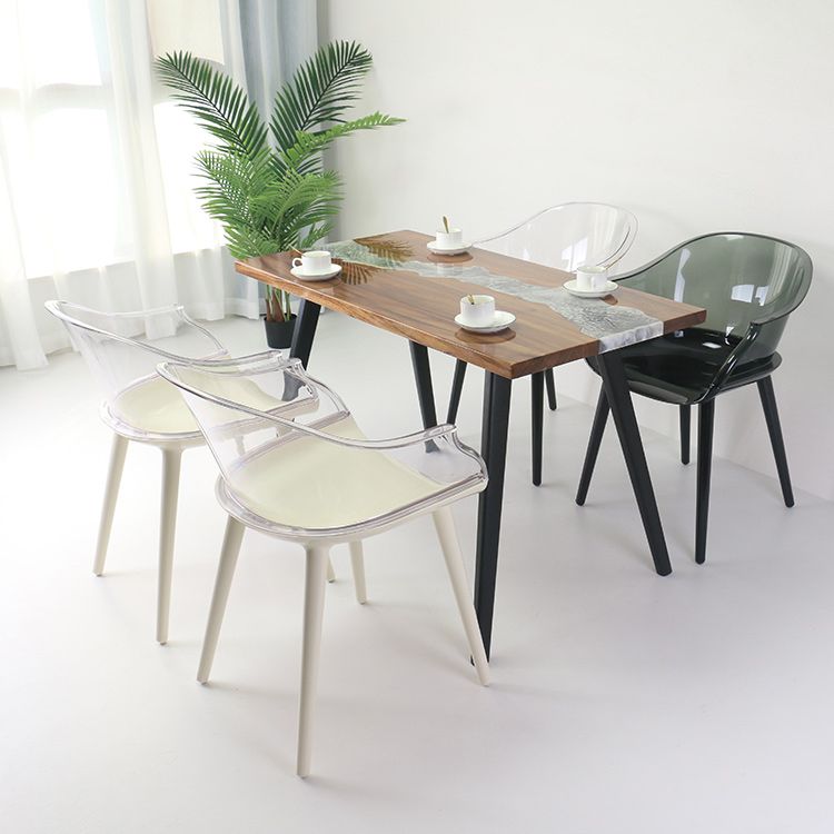 Glam Style Transparent Acrylic Arm Chair Multicolor Dining Arm Chair for Home