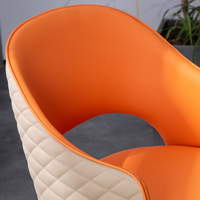 Upholstered Arm Chair Industrial Faux Leather Indoor Dining Chair with Metal Legs