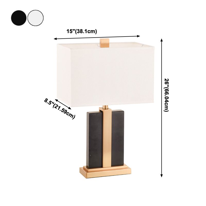 Nordic Modern Table Lamp 1-Light Rectangular Metal Table Light for Bedroom