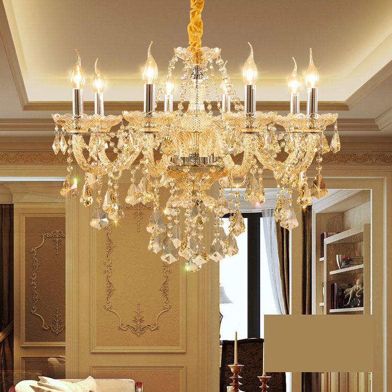 Gold Sputnik Pendant Light in Traditional Luxury Style Crystal Chandelier for Living Room