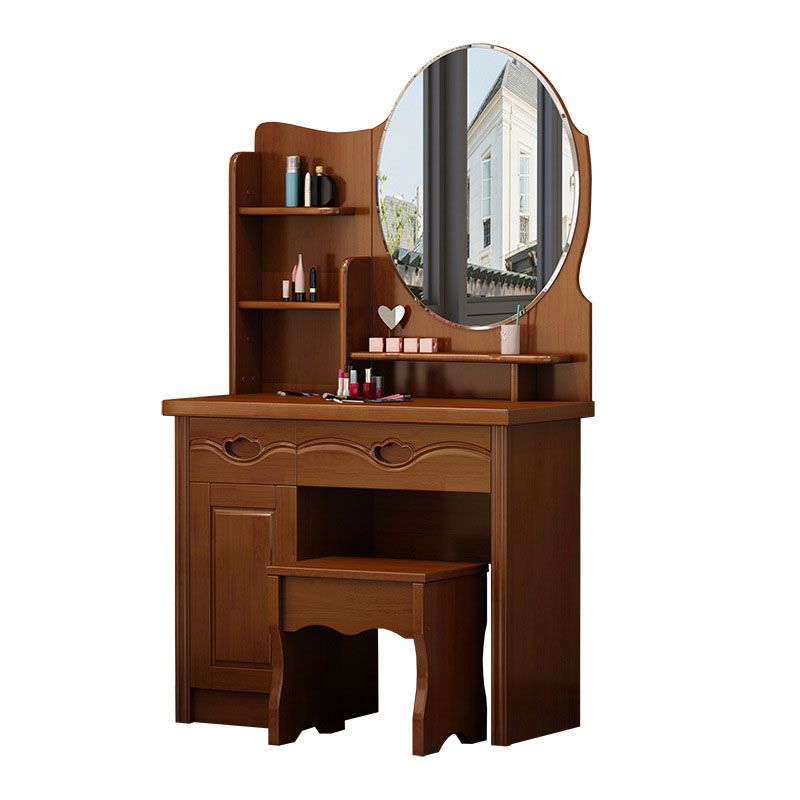 Make-up Vanity Standing Solid Wood Double Drawers Traditional