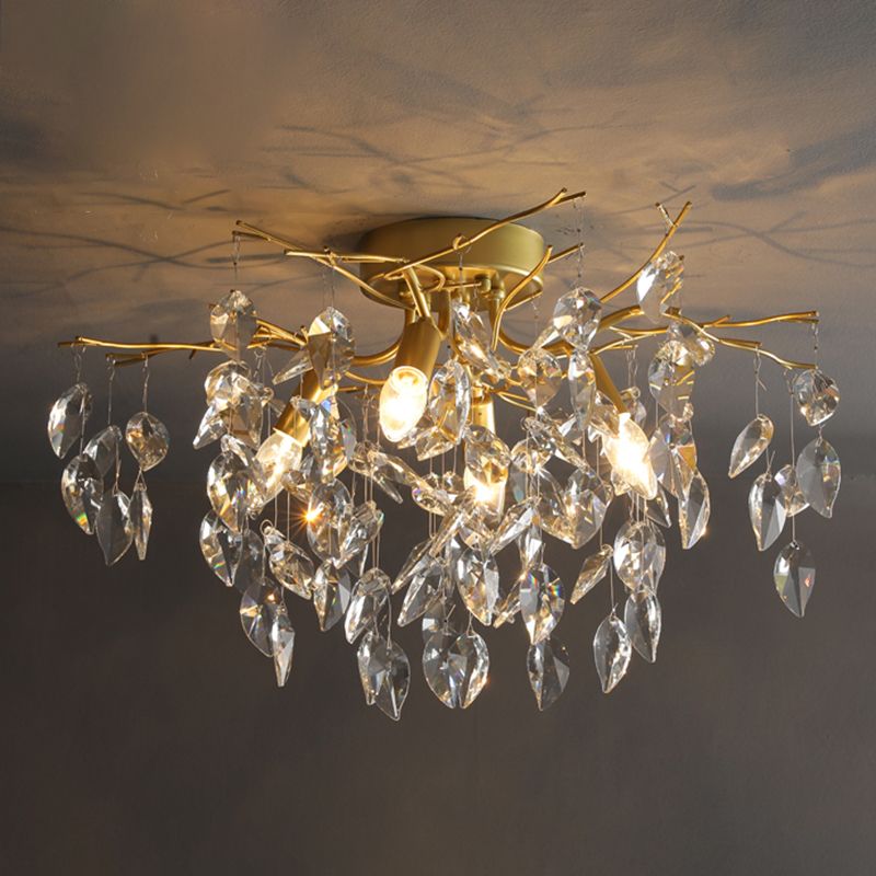 Modern Simple Crystal Ceiling Light Geometry Shape Ceiling Lamp for Bedroom
