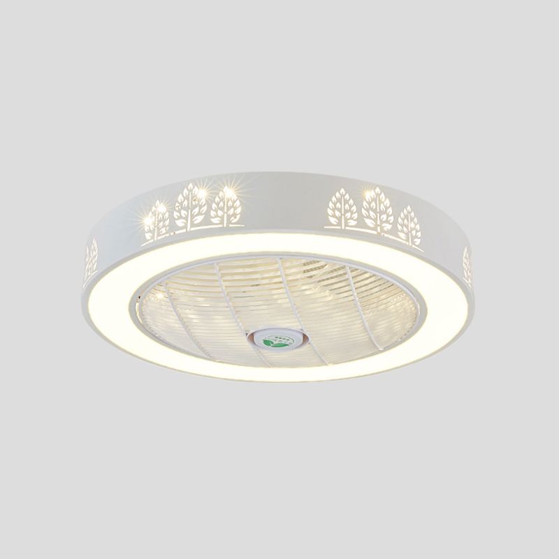 21.5 "LED LED LED Ventilismo Modernismo Sala de estar Semi Flush Mount con tambor acrílico en rosa/azul/blanco