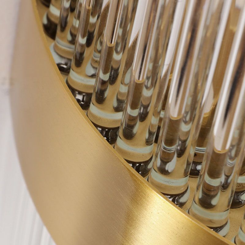 Curved Wave Wall Mounted Lamp Modern Style Fluted Crystal 2-Lights Sconce Lights in Black and Brass