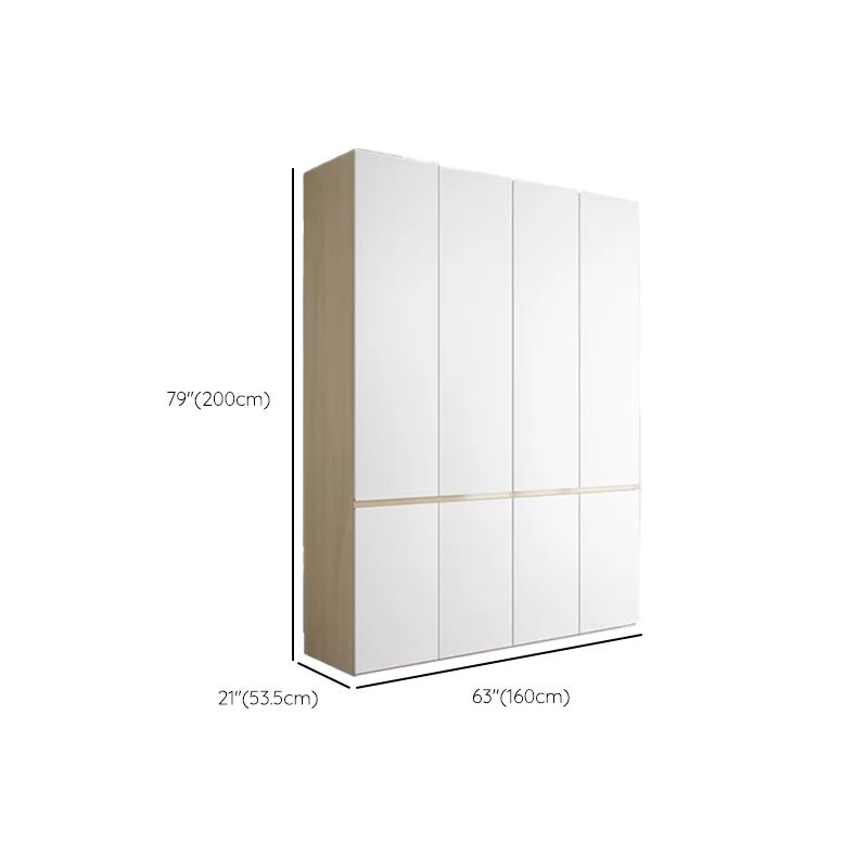 Contemporary Wardrobe Armoire with Drawer Hinged Storage Cabinet