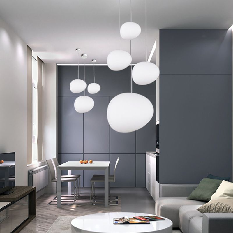 Nordique pavé pavé en verre blanc lampe à la suspension de la salle à manger 1