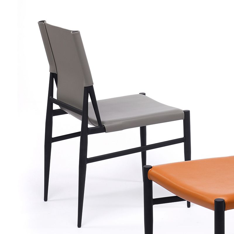 Contemporary Style Leather Dining Chair Solid Back Armless Chairs for Home