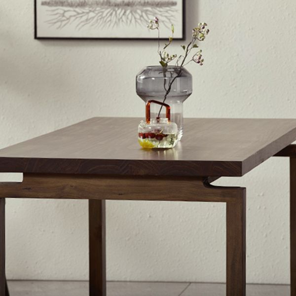 Rectangular Solid Wood Brown Table Modern Furniture with Double Pedestal