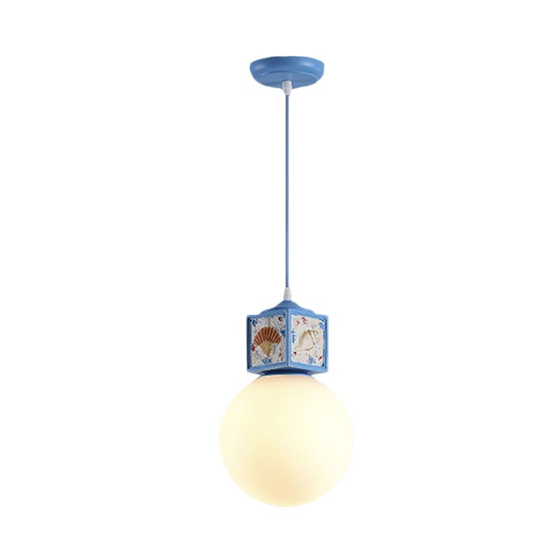 Orb Opalglas hängend leichter nordisches 1 Kopfhimmel/Wasserblau Würfel Deckenlampe für Kinder Bett