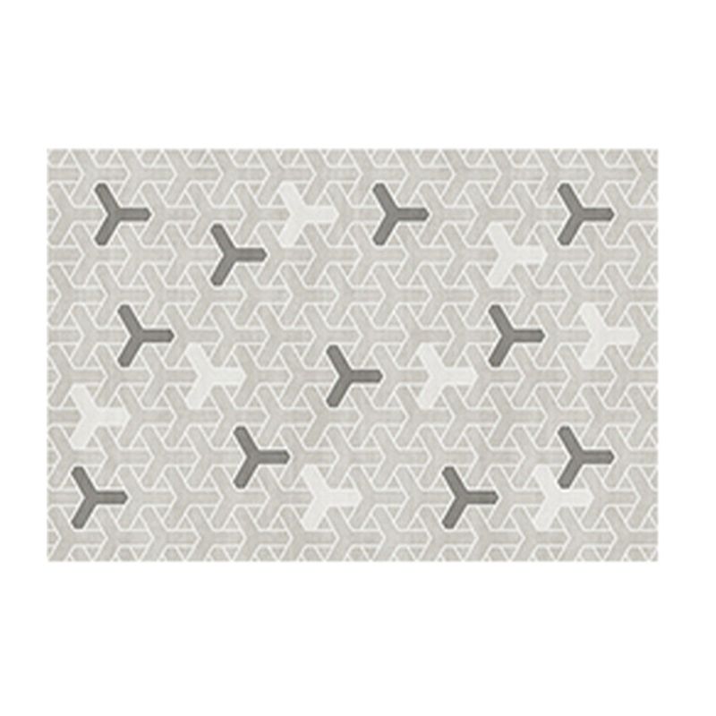 Simple Beige Indoor Rug Polyester Pattern Rug Tear Resistant Rug for Living Room
