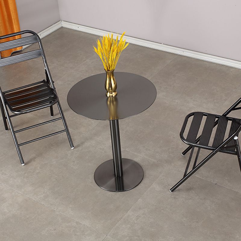 Pedestal Stainless Steel Top Cocktail Table Round Coffee Table for Living Room