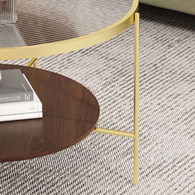 Contemporary Round Coffee Table with Storage and Cross Legs Cocktail Table