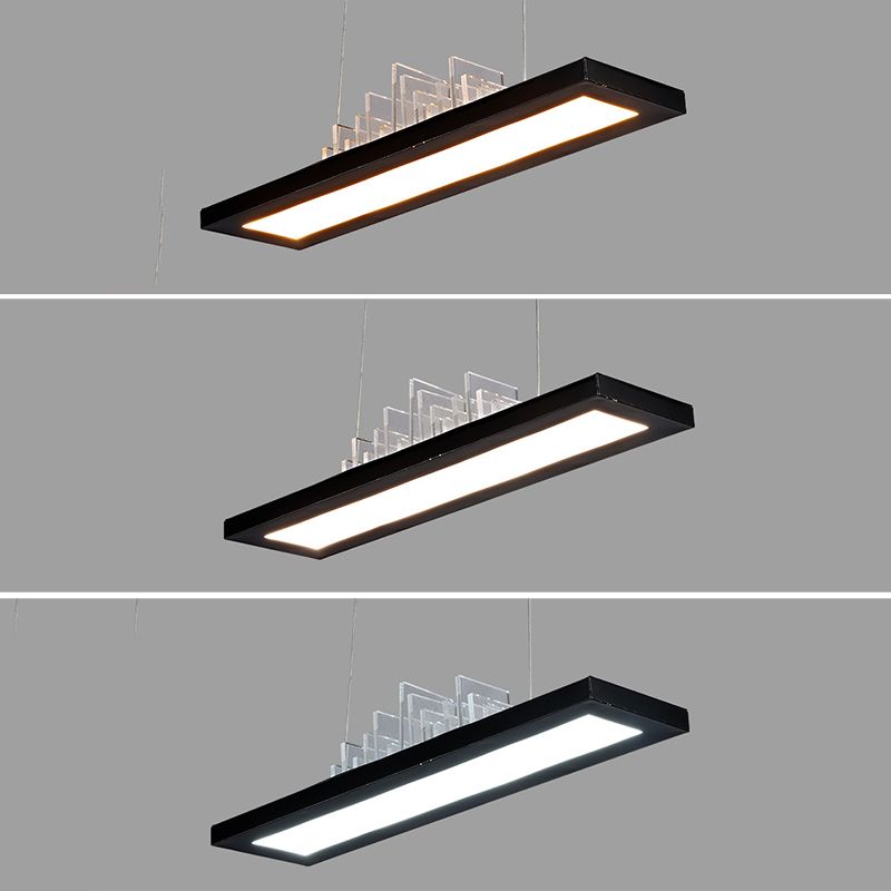 Rectangular LED Island Light Fixture Simplicity Acrylic Black Pendant Light for Dining Room