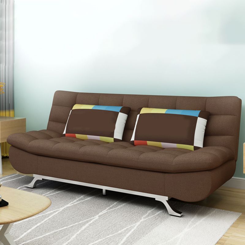 74.80" W √ó 33.46" D √ó 35.43" H Linen Biscuit Back Armless Sofa with Storage