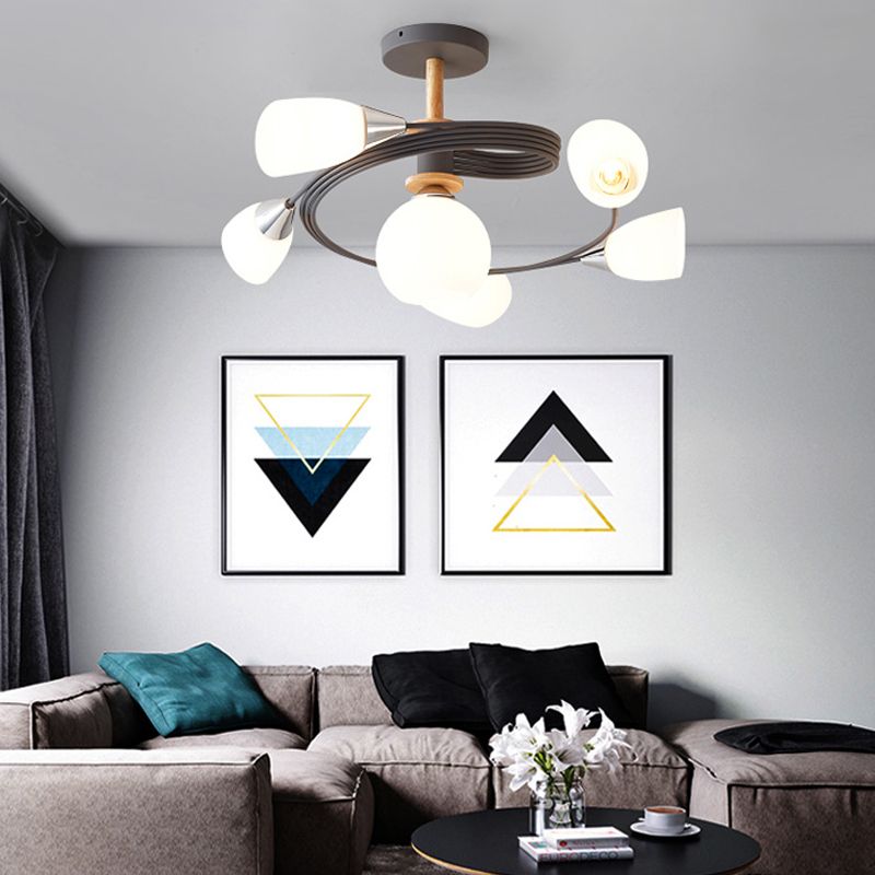 6-lichts kroonluchter licht Macron glazen hanglamp voor woonkamer