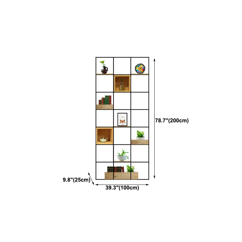 Modern Solid Wood Bookshelf Metal Etagere Bookshelf Open Back 9.8" W