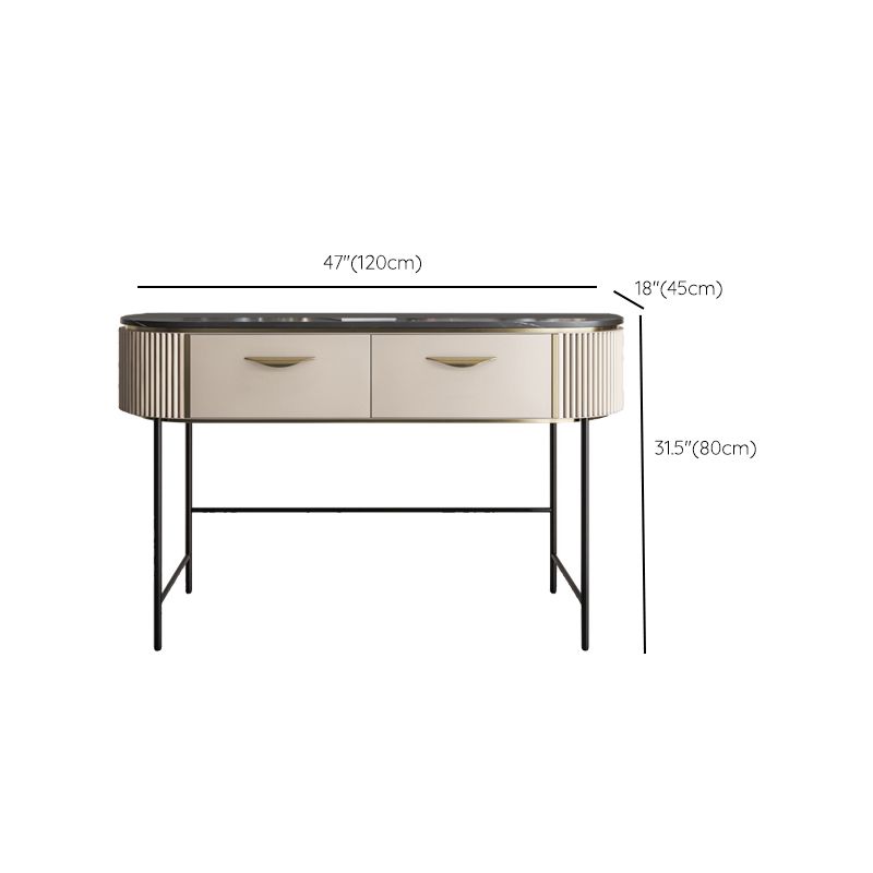Modern 31.49 " H 2-Drawer Dressing Table Slate Top Vanity Stool