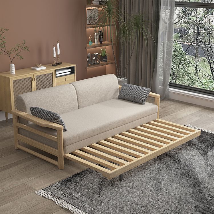 Scandinavian Wood Futon Sleeper Sofa Pillow Back Futon and Mattress