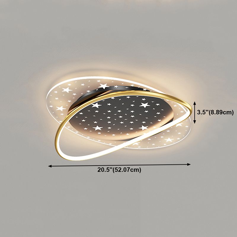 Oval Shape LED Ceiling Lamp Modern Iron 2-Light Flush Mount for Living Room